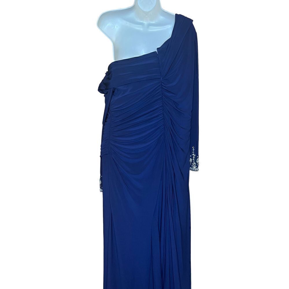 Mac Duggal One Shoulder Long Sleeve Jersey Gown NWT Size 14 - Picture 7 of 10